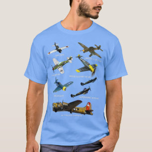 WW2 Planes Warbirds P51 Mustang Spitfire Messersch T-Shirt