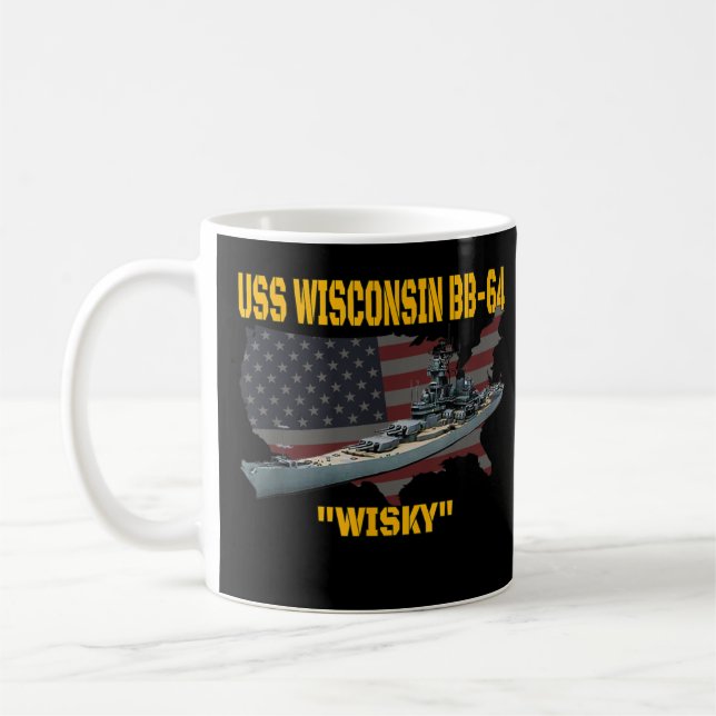 WW2 Ship & Korean War Battleship USS Wisconsin BB- Kaffeetasse (Links)