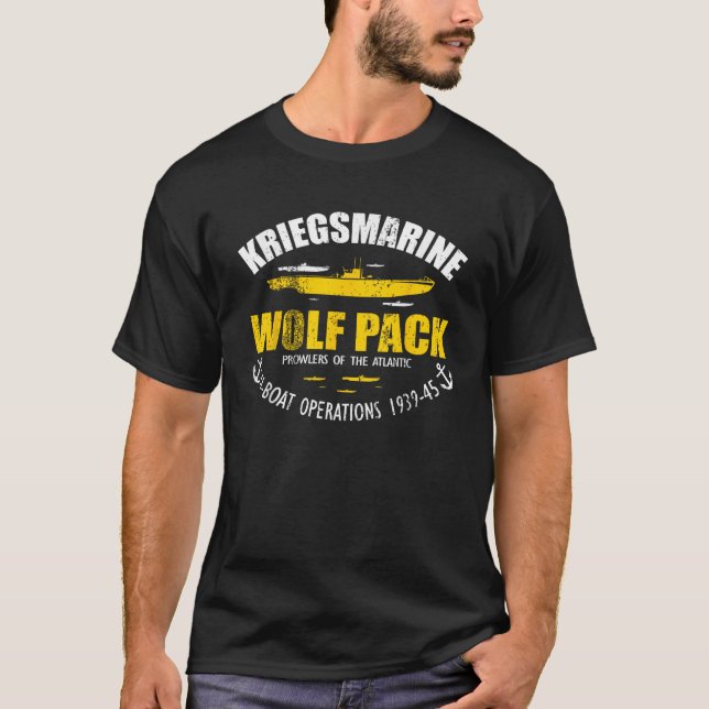 WW2-U-Boot Kriegsmarine-Wolfpack in Not T-Shirt (Vorderseite)
