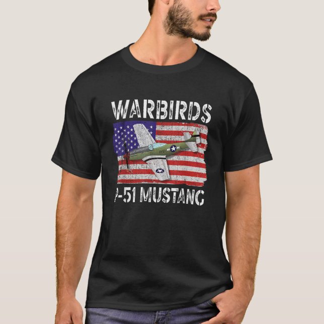 WW2 Warbird P51 Mustang American Airplane Boys Gir T-Shirt (Vorderseite)