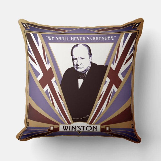 WW2 Winston Churchill Art Deco Stil Union Jack Kissen (Vorderseite)