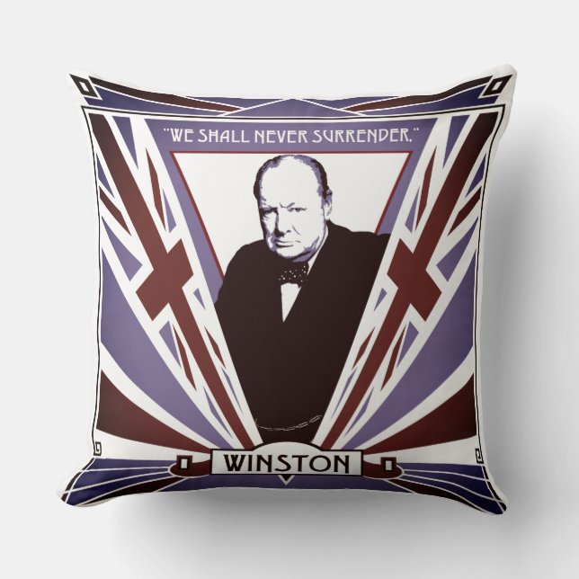 WW2 Winston Churchill Art Deco Stil Union Jack Kissen (Vorderseite)