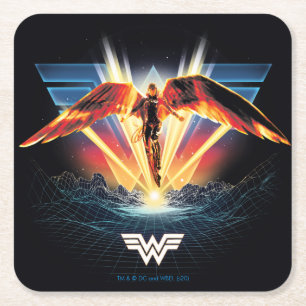 WW84 80's Retrowave Wonder Woman Graphic Rechteckiger Pappuntersetzer