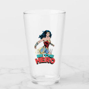 WW84  Be the Hero Wonder Woman Retro Comic Art Glas