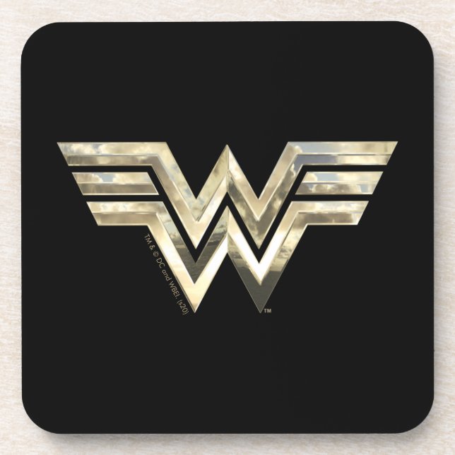 WW84 | Golden Wonder Woman Logo Getränkeuntersetzer (Vorderseite)