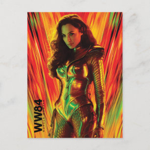 WW84   Red-Orange Wonder Woman Kaleidoscope Einladungspostkarte