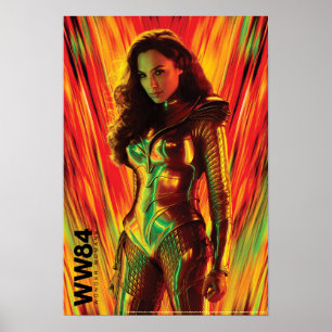 WW84 Red-Orange Wonder Woman Kaleidoscope Poster
