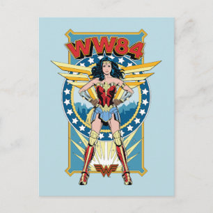 WW84   Retro Comic Wonder Woman Charakter Abzeiche Einladungspostkarte