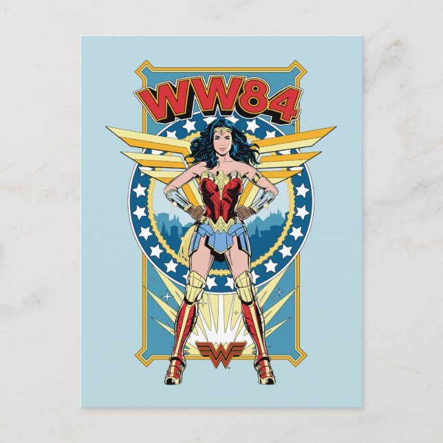 WW84 | Retro Comic Wonder Woman Charakter Abzeiche Einladungspostkarte (Vorderseite)