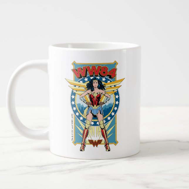 WW84 | Retro Comic Wonder Woman Charakter Abzeiche Jumbo-Tasse (Links)