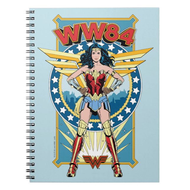 WW84 | Retro Comic Wonder Woman Charakter Abzeiche Notizblock (Vorderseite)