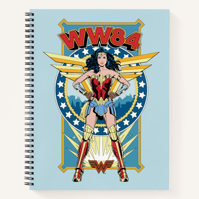 WW84 | Retro Comic Wonder Woman Charakter Abzeiche Notizbuch (Vorderseite)