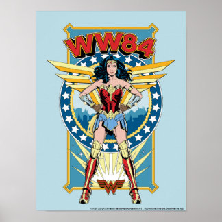 WW84 | Retro Comic Wonder Woman Charakter Abzeiche Poster