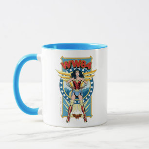 WW84   Retro Comic Wonder Woman Charakter Abzeiche Tasse
