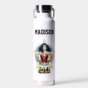 WW84   Rett The Day Wonder Woman   Name hinzufügen Trinkflasche