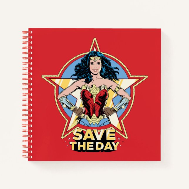 WW84 | Rett The Day Wonder Woman Retro Comic Art Notizbuch (Vorderseite)