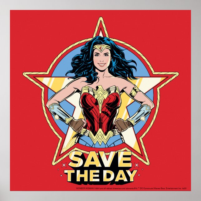 WW84 | Rett The Day Wonder Woman Retro Comic Art Poster (Vorne)