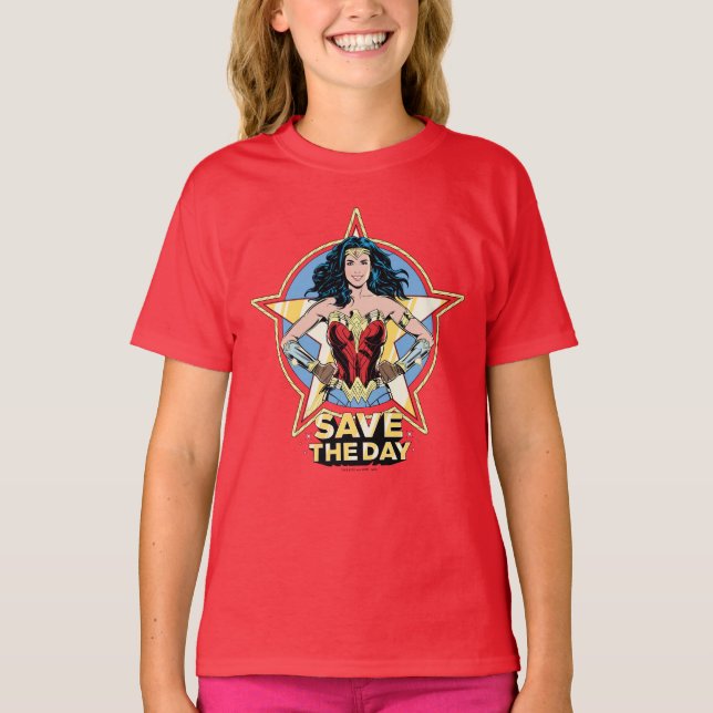 WW84 | Rett The Day Wonder Woman Retro Comic Art T-Shirt (Vorderseite)