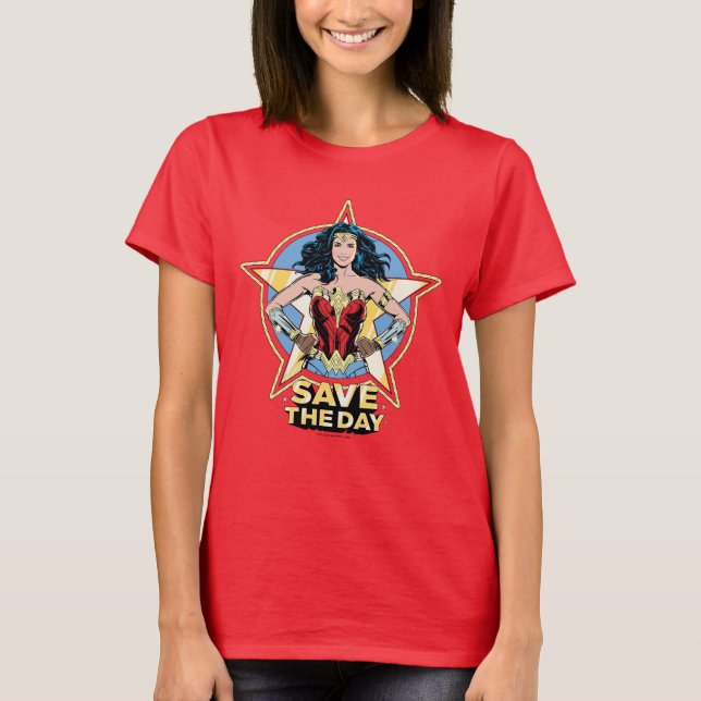 WW84 | Rett The Day Wonder Woman Retro Comic Art T-Shirt (Vorderseite)