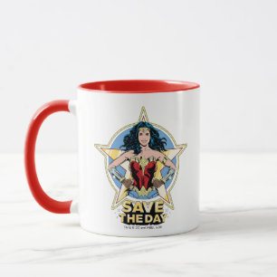WW84   Rett The Day Wonder Woman Retro Comic Art Tasse