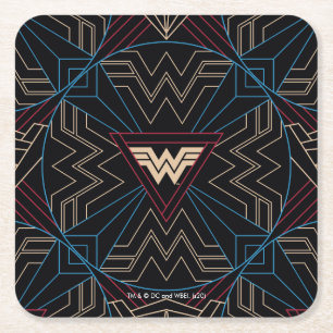 WW84   Wonder Woman Circular Geometric Pattern Rechteckiger Pappuntersetzer