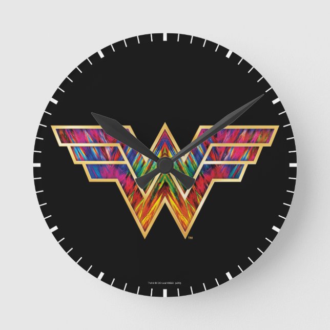 WW84 | Wonder Woman Kaleidoscope Logo Runde Wanduhr (Vorderseite)
