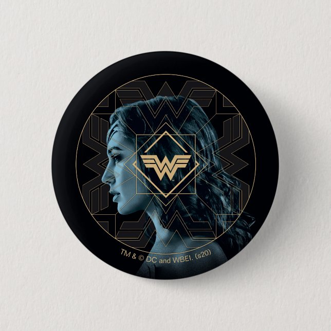WW84 | Wonder Woman Logo Gemustert Portrait Button (Vorderseite)