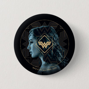 WW84   Wonder Woman Logo Gemustert Portrait Button