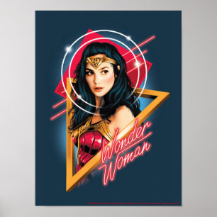 WW84   Wonder Woman Retrowave Character Abzeichen Poster