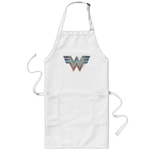 WW84 | Wonder Woman TV Static Logo Lange Schürze (Vorne)
