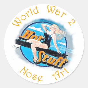 WW 2 Nose Art Runder Aufkleber