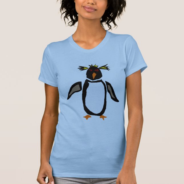 WW-Funny Rockhopper Penguin Primitive Art T-Shirt (Vorderseite)