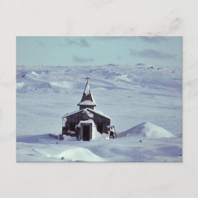 WW II Kirche im Winter auf der Insel Amchitka Postkarte (Vorderseite)