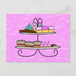 Wwenskaart - Party Girls - Hoher Tee - Cupcakes Postkarte
