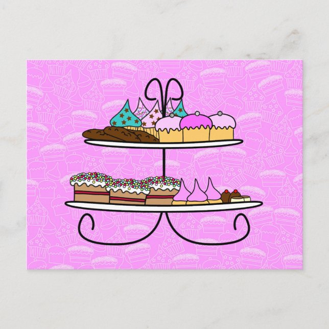 Wwenskaart - Party Girls - Hoher Tee - Cupcakes Postkarte (Vorderseite)
