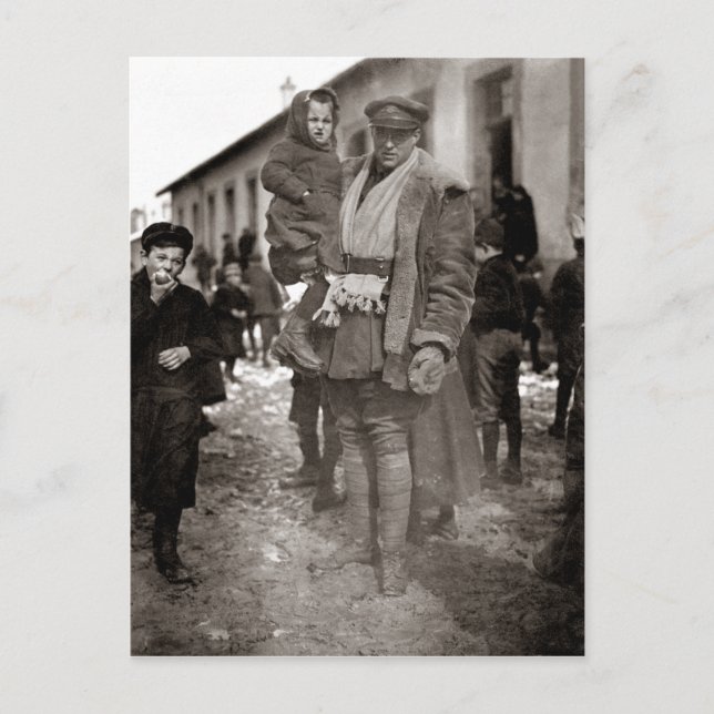 WWI American Field Serviceman + Französische Waise Postkarte (Vorderseite)