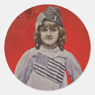 WWI-Mädchen im Flaggenkleid Runder Aufkleber