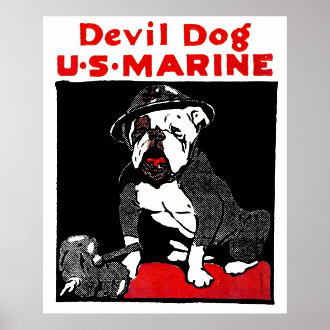 WWI Marine Corps Devil Dog Poster (Vorne)