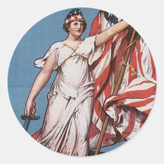 WWI Poster Liberty ruft Vintag auf Runder Aufkleber (Vorderseite)