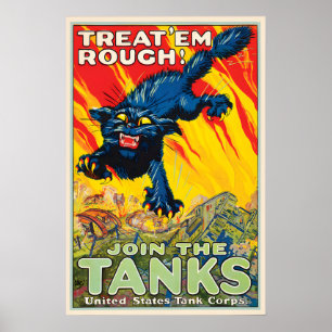 WWI-Rekrutierungsposter Treat 'em Rough - Beitrete Poster