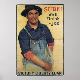 WWI Sieg-Freiheits-Darlehen Sure beenden wir den Poster
