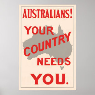 WWII Australien Propagandaplakat Ihr Land Poster
