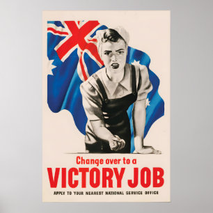 WWII Australischer Propagandaposter Victory Job Ar Poster