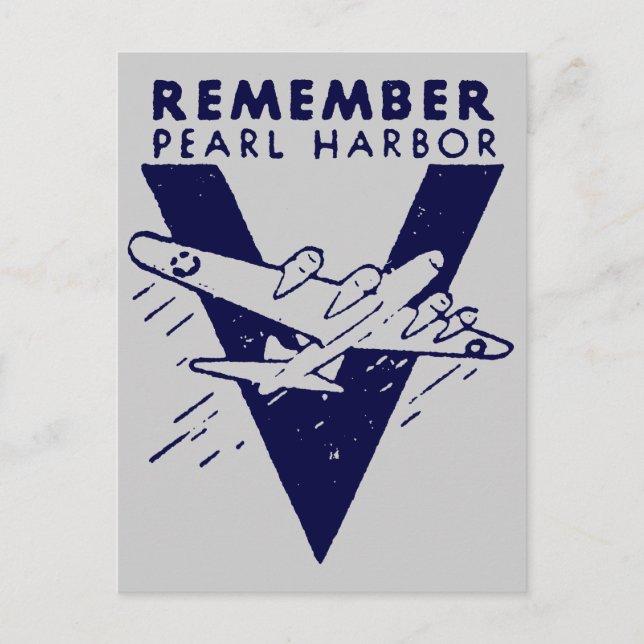 WWII Blue Remember Pearl Harbor Postkarte (Vorderseite)