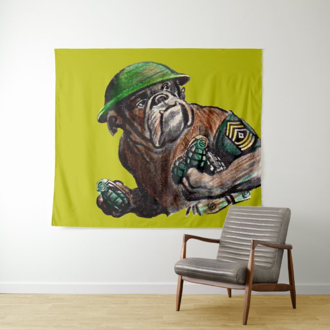 WWII-Bulldogge-Soldat Sgt. Rover Wandteppich (Beispiel (Horizontal))