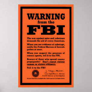 WWII FBI-Spion und Saboteur-Warnplakat Zweiter Poster