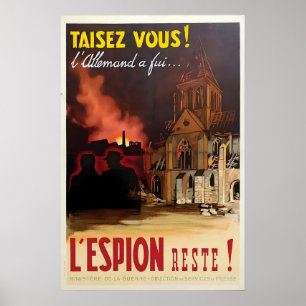 WWII französisches Propagandaplakat Deutsche Spion Poster