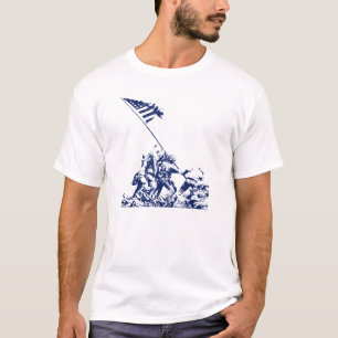 WWII Iwojima Flaggen-Anheben, blau T-Shirt