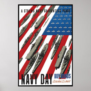 WWII-Marine-Tag-Plakat Eine starke Marine garantie Poster