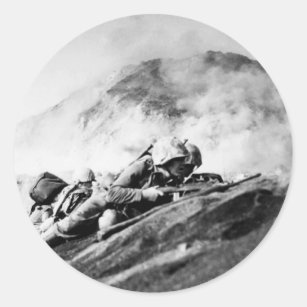 WWII Marinesoldaten auf Iwojima-Landekopf Runder Aufkleber